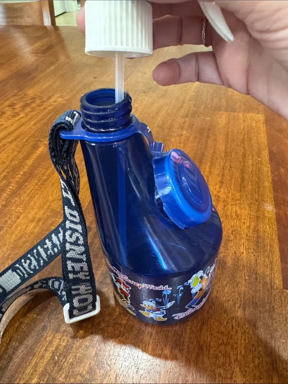 Y2K approx 2006 Walt Disney World Navy Blue Handheld Water Bottle Fan Mister